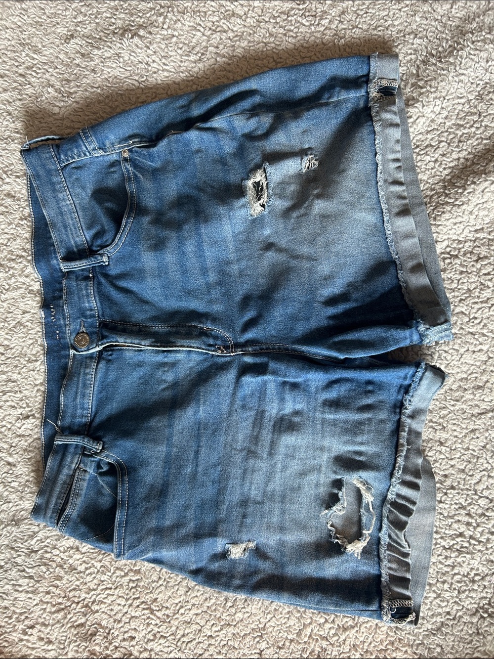 Ripped Blue Jean Shorts